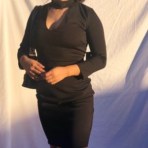 LULUS Black Quarter Sleeve Dress